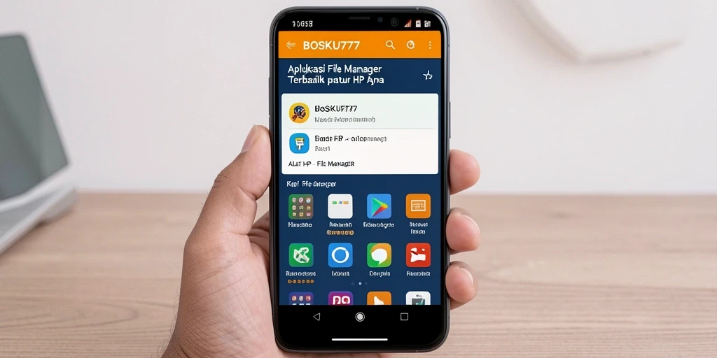 Tampilan antarmuka pengguna aplikasi File Manager BOSKU777 yang sederhana dan efisien.
