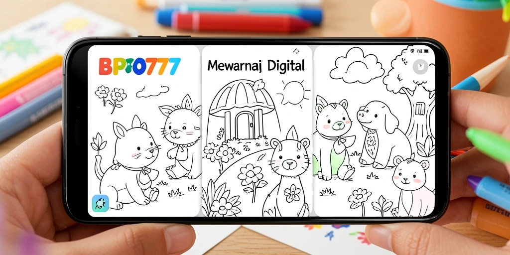 Tampilan antarmuka BPO777 dengan fitur mewarnai digital yang interaktif.