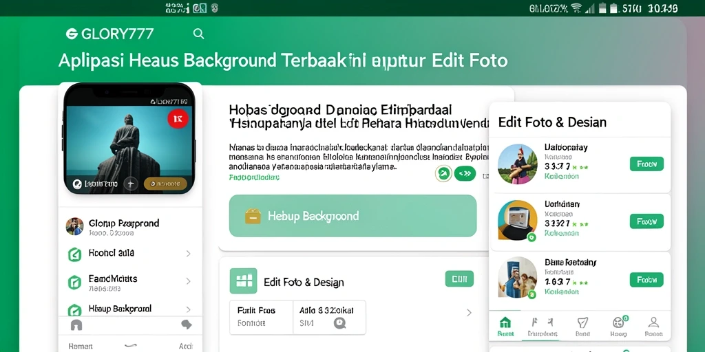 Antarmuka pengguna GLORY777 untuk fungsi Hapus Background yang mudah dan cepat.