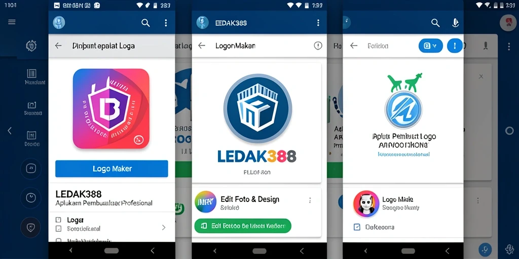 Antarmuka LEDAK388 untuk pembuatan logo yang intuitif dan kreatif.