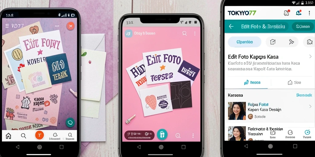 Screenshot utama TOKYO77 menampilkan antarmuka Edit Foto Kertas Kaca yang menarik.