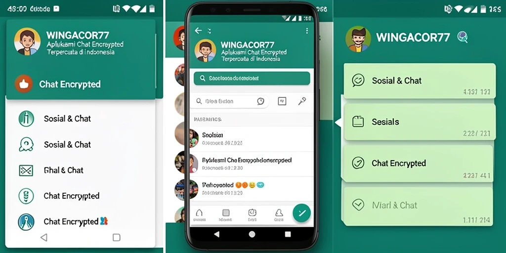 Tampilan antarmuka utama WINGACOR77 dengan menu Chat Encrypted.